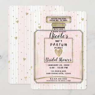 Invitation Rose Pâle & Or Paris Parfum Enterrement de Vie de
