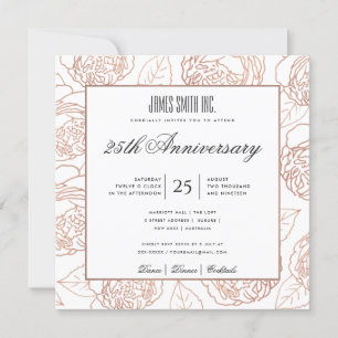 INVITATION ROSE PÂLE OR ROSE FLORAL ÉVÉNEMENT D'ENTREPRISE