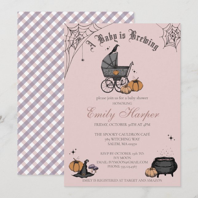 Invitation Rose pâle Un bébé brasse du Baby shower (Devant / Derrière)