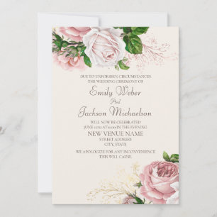 Invitation Rose Pâle Vente Floral Mariage Lieu Changement