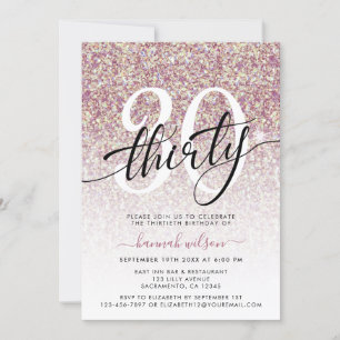 Invitation Rose Parties scintillant d'or 30e anniversaire de 