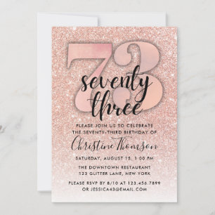 Invitation Rose Parties scintillant d'or 73ème anniversaire I