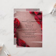 Rose Parties scintillant d'or et Roses rouges Mari