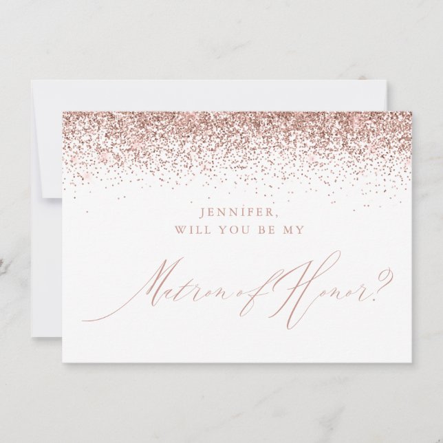 Invitation Rose Parties scintillant d'or Script blanc de la c (Devant)