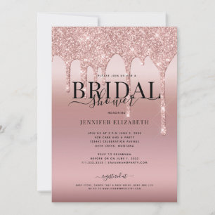Invitation Rose Parties scintillant d'or Script Bride