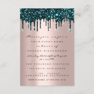 Invitation Rose Parties scintillant  Fête des mariées Turquoi