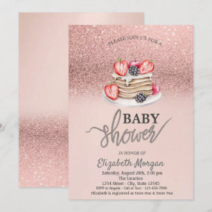 Invitation Rose Parties scintillant or Bokeh, Baby shower de 