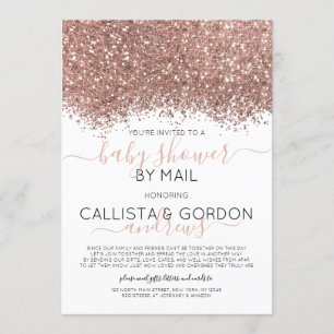 Invitation Rose Parties scintillant or Confetti Baby shower p