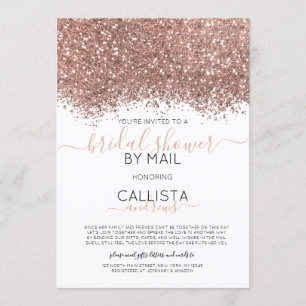 Invitation Rose Parties scintillant or Confetti Fête des mari