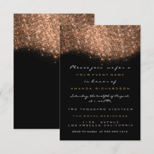 Invitation Rose Parties scintillant or cuivre noir Forme Invi