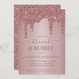 Invitation Rose Parties scintillant or Drives Brunch Bubbly