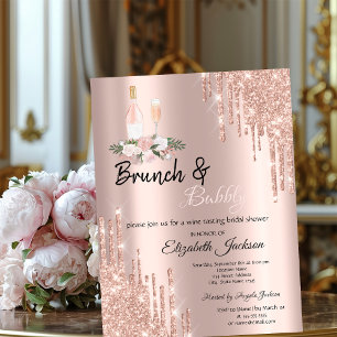 Invitation Rose Parties scintillant or Fête des mariées bull