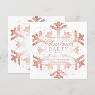 Invitation Rose Parties scintillant or Flocon de neige Fête d