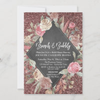 Rose Parties scintillant or Floral Chalkboard Brun