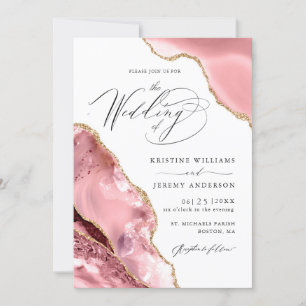 Invitation Rose Parties scintillant or noir Script Mariage de