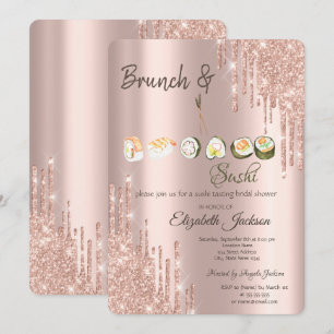 Invitation Rose Parties scintillant or Sushi Fête des marié