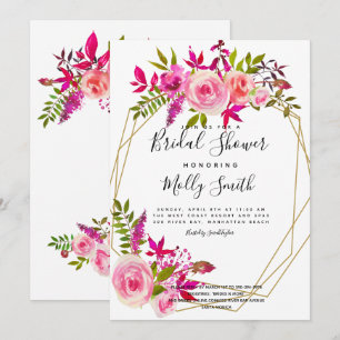 Invitation Rose Peach Rose Aquarelle Fleurs Douche nuptiale