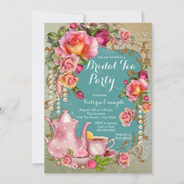 Invitation Rose Pearl Tea Party (Devant)