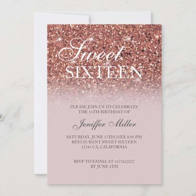 Invitation Rose personnalisé Parties scintillant Gold Drivers (Devant)