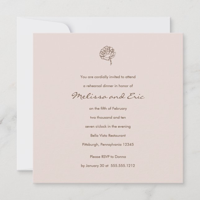 invitation rose personnalisée (Devant)