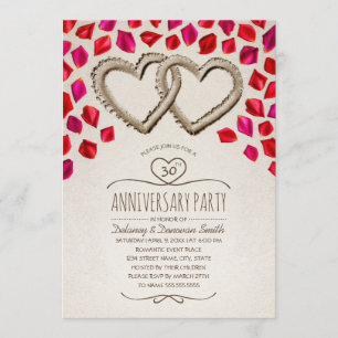 Invitation Rose Petal Beach 30e anniversaire Mariage fête