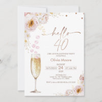 Rose Pétales Champagne Verre Bonjour 40 Anniversai