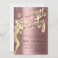Rose Pink Gold Confetti Sweet 16ème Partie