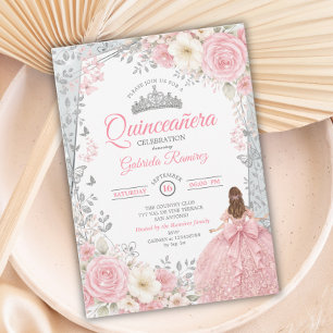Invitation Rose poudré et aquarelle de sauge argentée Quincea