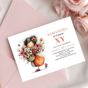 Invitation rose poudré pour les 8 ans de la précie