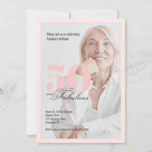 Invitation rose pour 50 ans et fabuleux