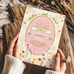 Invitation rose pour filles aux fleurs sauvages fa