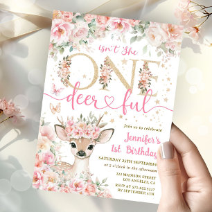 Invitation rose pour la 1ère fête d'anniversaire O