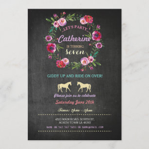 Invitation Rose pour une Fête d'Équitation à Cheva