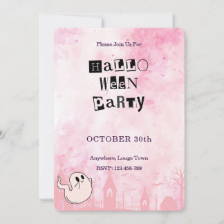 Invitation rose pour une fête d'Halloween avec une