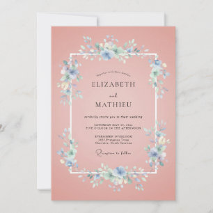 Invitation Rose Poussiéreuse Élégance Florale de Mariage
