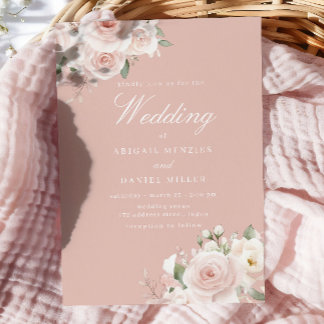 Invitation Rose Poussiéreux Élégant Mariage Blush 