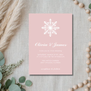 Invitation Rose Quartz Minimal Flocon de Neige Calligraphie M
