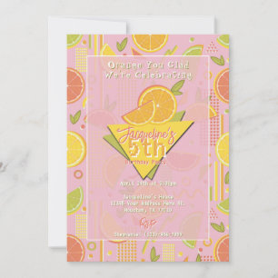 Invitation Rose Rétro d'été Citron Fruit Anniversaire