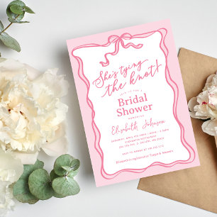 Invitation Rose Rétro Noeud Elle Attache le Noeud Enterrement