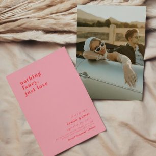 Invitation Rose Rien de faste juste amour rétro Mariage