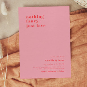 Invitation Rose Rien de faste juste amour rétro Mariage