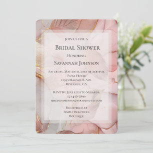 Invitation Rose romantique Blush Pink Gold Leaf Fête des mari