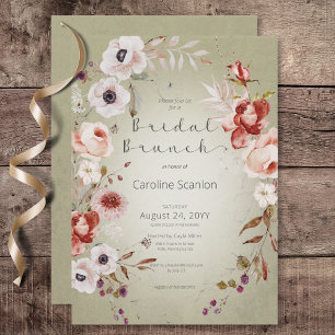 Invitation Rose romantique Green Floral Bridal Brunch