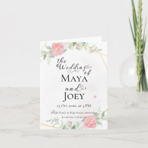 Invitation Rose romantique Mariage géométrique