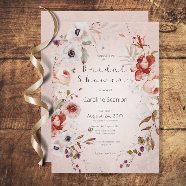 Invitation Rose romantique Rose Floral Douche nuptiale Invita (Créateur téléchargé)