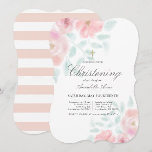 Invitation Rose rose Airle Floral Girl Christening