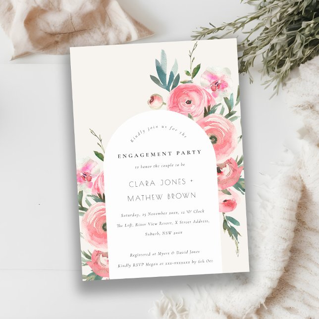 Invitation Rose rose Arc d'orchidée Fiançailles floral (Créateur téléchargé)