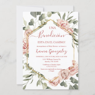 Invitation Rose rose baby shower fille en espagnol
