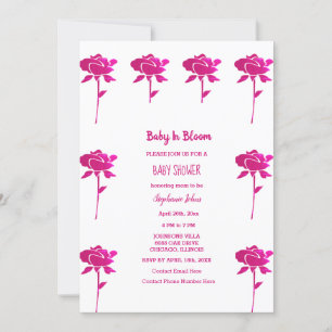 Invitation Rose Rose Bébé En Fleur Baby shower Fille 2024