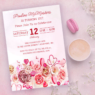 Invitation Rose Rose Coeur Tourbillonnant Saint Valentin 100e